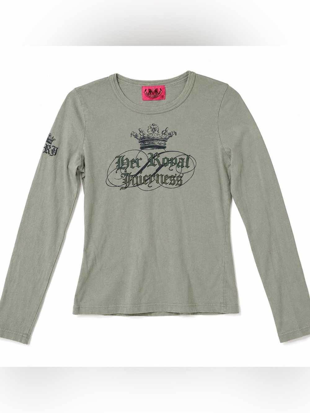 Juicy Couture Sage Green Tee with Pink Logo Tag